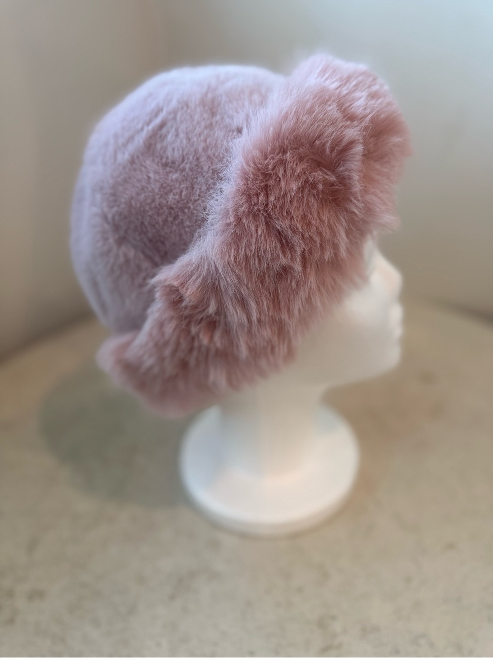 Dusty Pink Faux Fur Cloche Hat